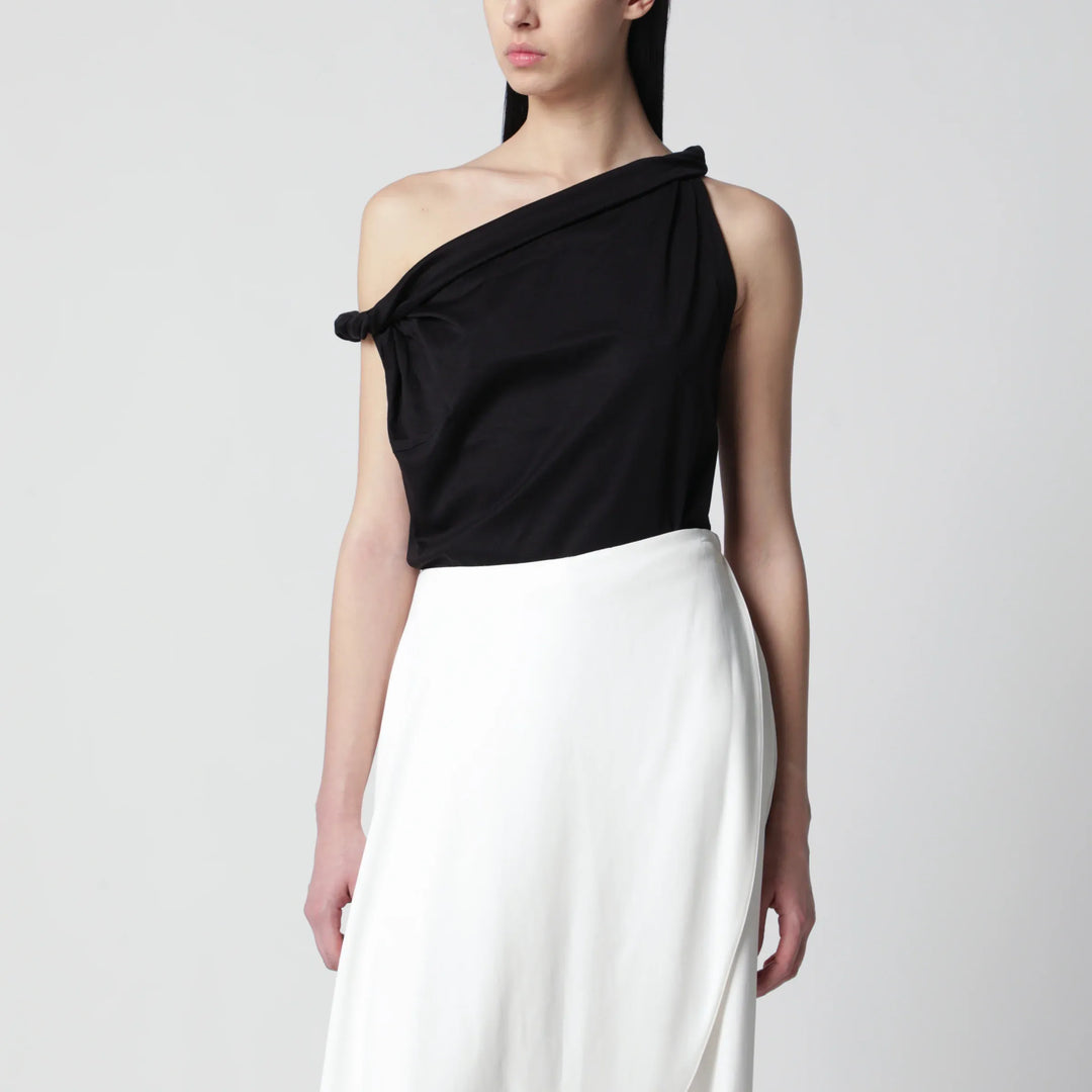 Róhe - Black asymmetrical top in cotton and silk blend Brand Apparel & Accessories > Clothing > Shirts & Tops 38  FR