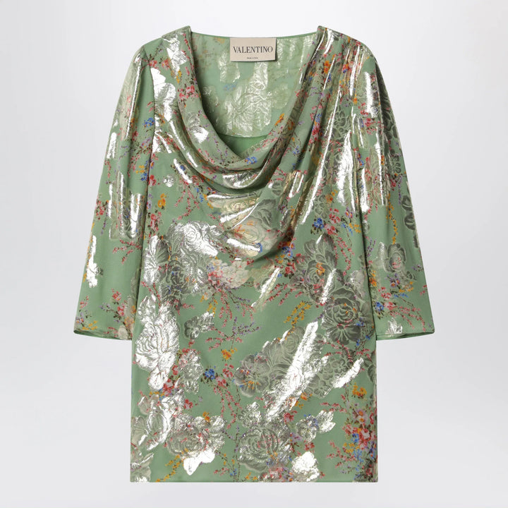 Valentino - Green printed lurex shirt Brand Apparel &amp; Accessories > Clothing > Shirts &amp; Tops 42  IT