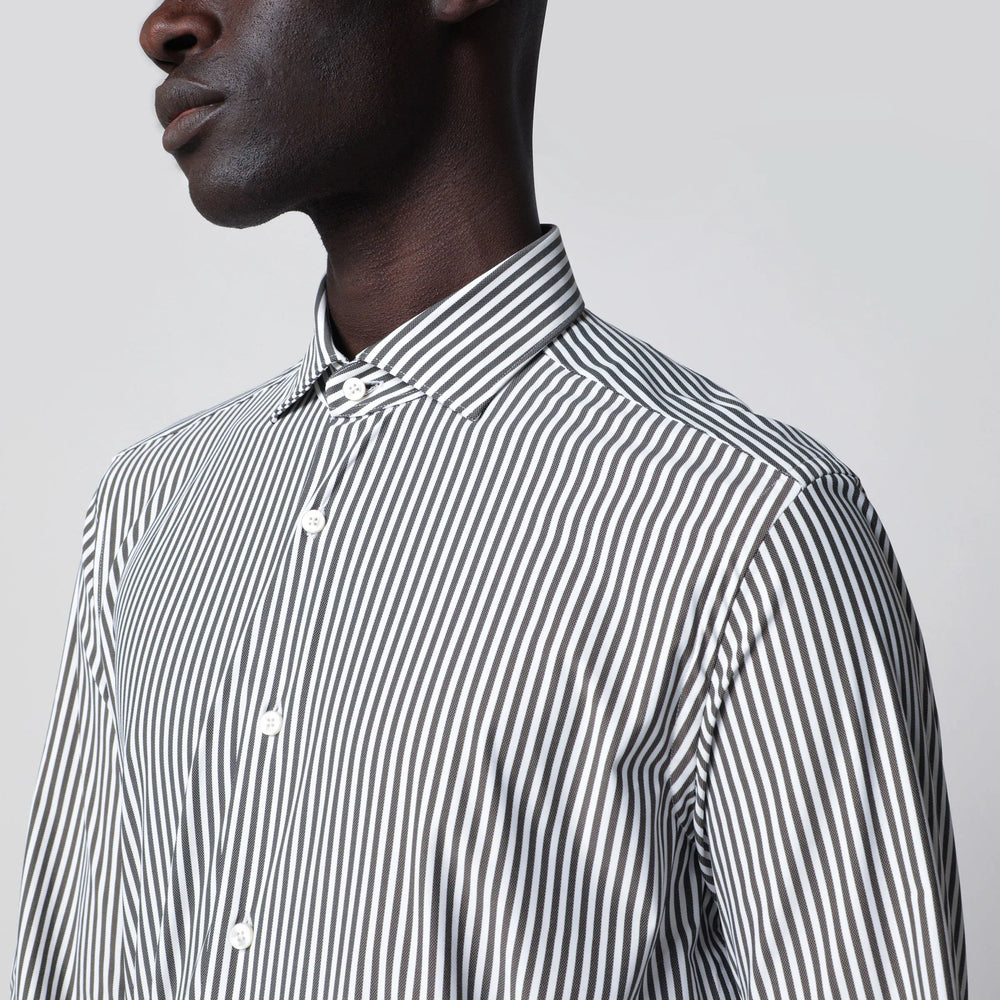 XACUS - White Active Striped Tailor Fit Shirt Brand Apparel & Accessories > Clothing > Shirts & Tops