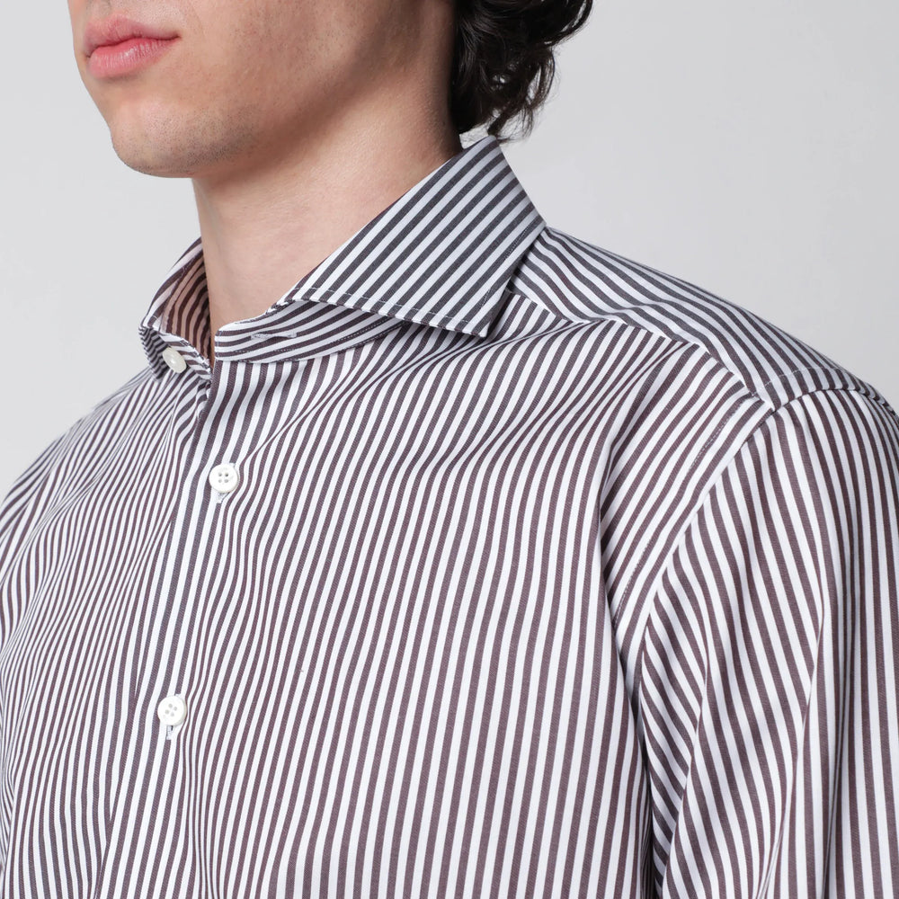 XACUS - White/brown striped Travel shirt Brand Apparel & Accessories > Clothing > Shirts & Tops