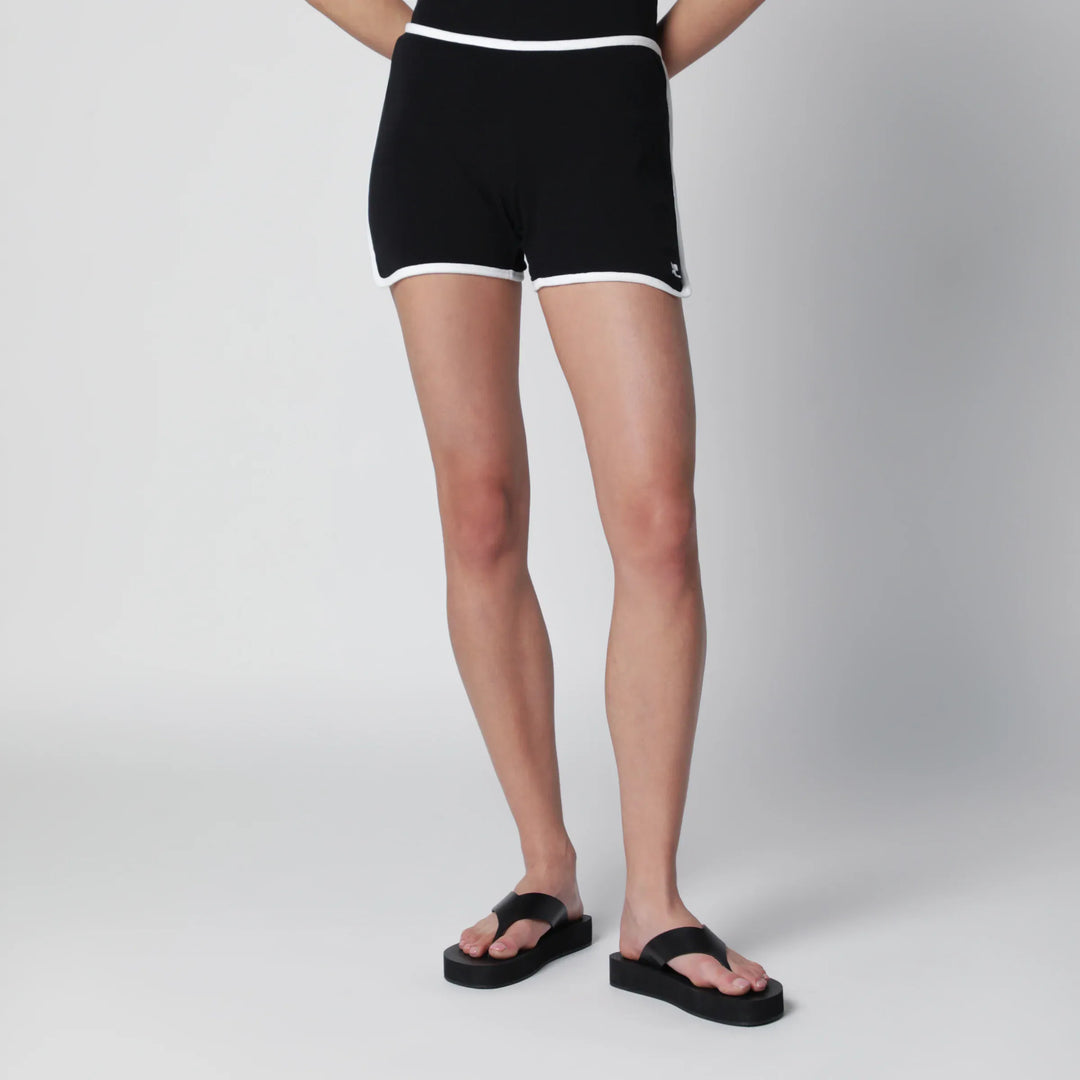 Courrèges - Contrast mini jersey shorts in black cotton Brand Apparel &amp; Accessories > Clothing > Shorts XS