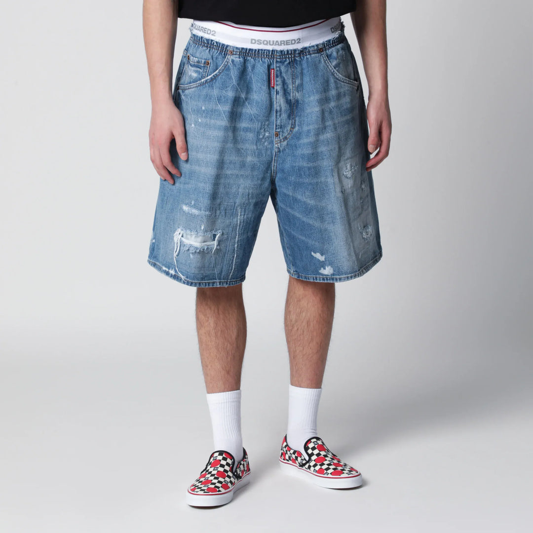 Dsquared2 - Surfer light-wash distressed denim shorts in blue Brand Apparel & Accessories > Clothing > Shorts 46 IT