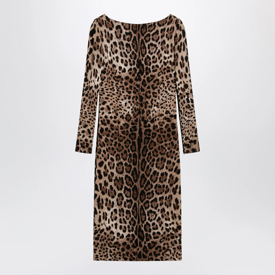 Dolce&amp;Gabbana - Leopard-print long-sleeve dress in viscose Brand Apparel &amp; Accessories
