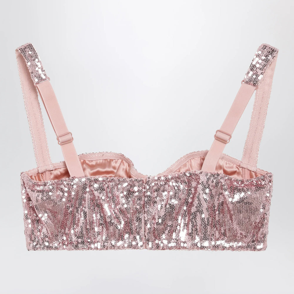 Dolce&Gabbana - Pink balconette bra in micro-sequins Brand Apparel & Accessories 3B