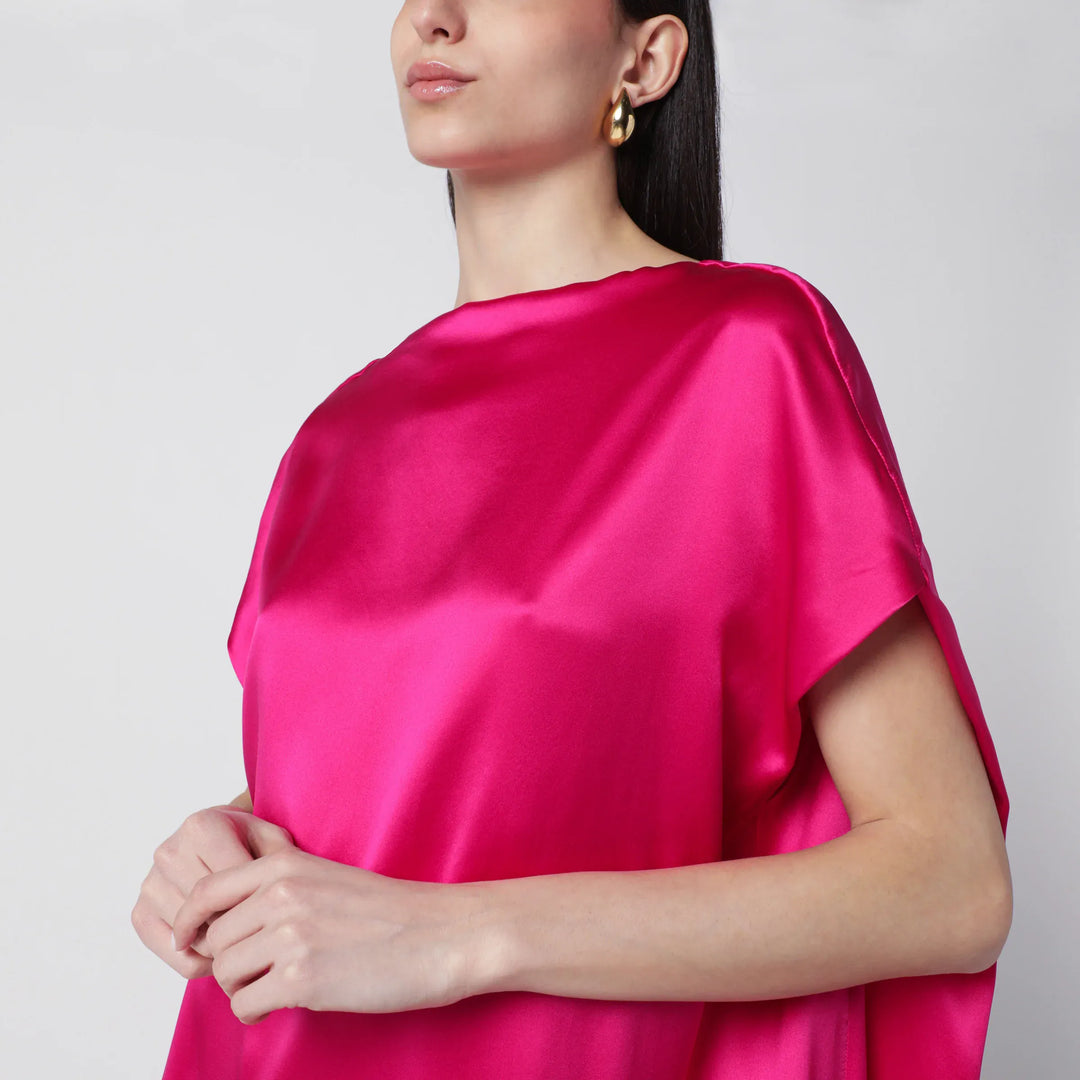 Dries Van Noten - Fuchsia silk satin midi dress Brand Apparel &amp; Accessories