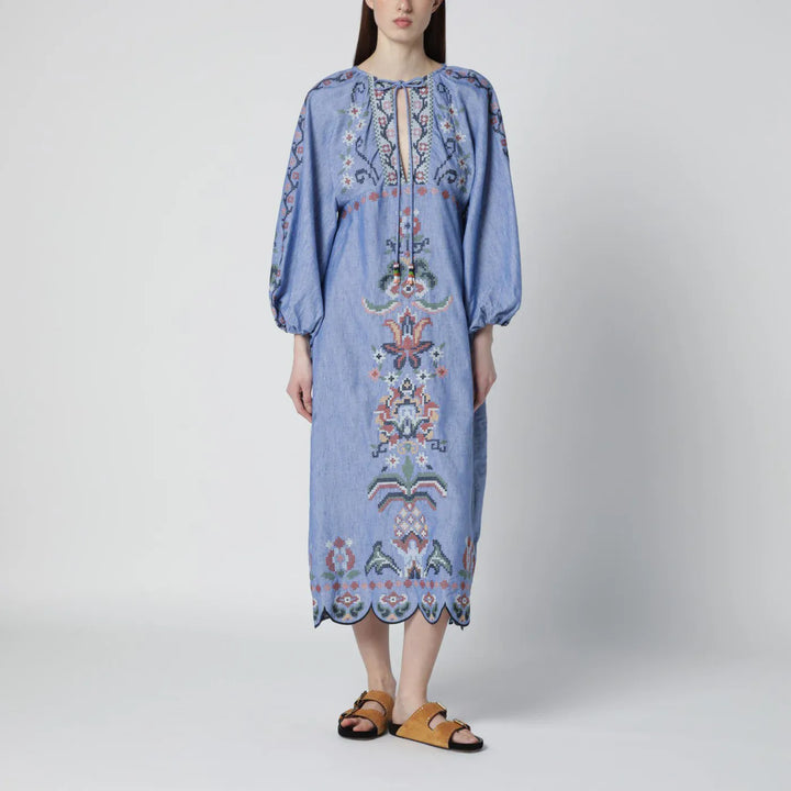 FARM Rio - Light blue Blue Garden Tapestry midi dress Brand Apparel &amp; Accessories XS