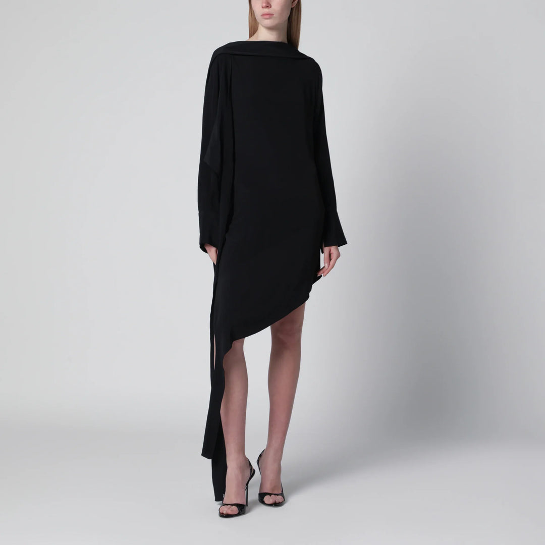 Francesco Murano - Black asymmetric silk-blend dress Brand Apparel &amp; Accessories 38  IT