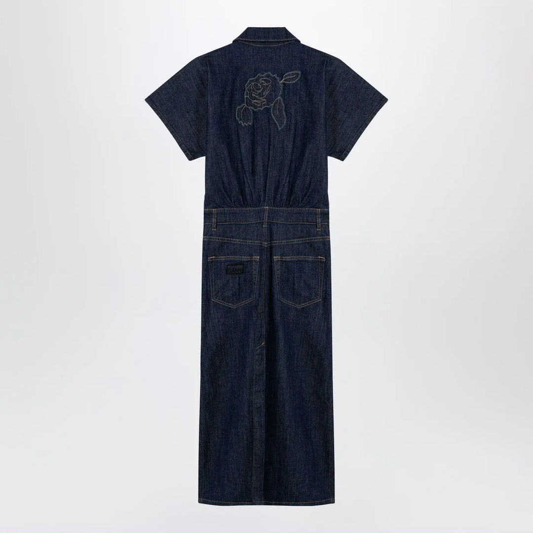 GANNI - Blue midi dress in organic denim Brand Apparel &amp; Accessories 34  FR