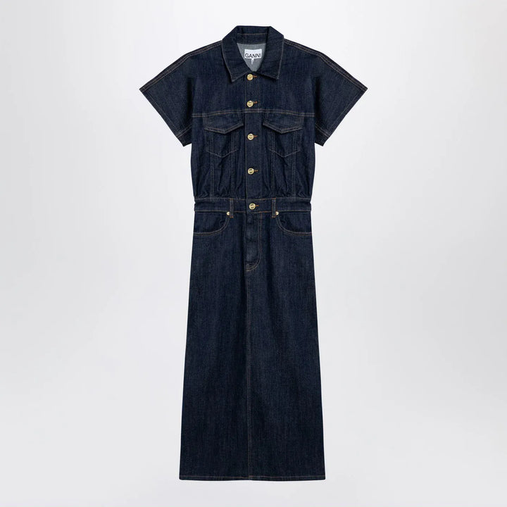 GANNI - Blue midi dress in organic denim Brand Apparel &amp; Accessories 34  FR