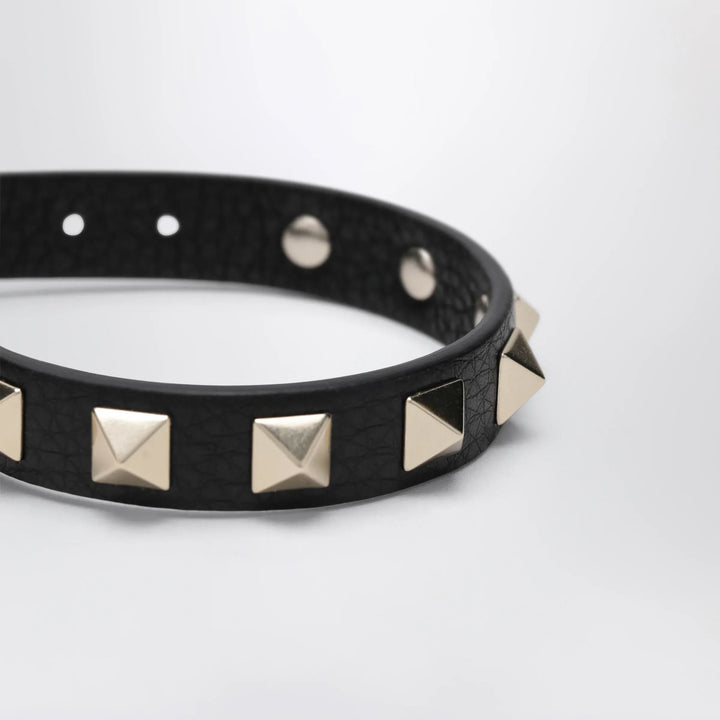 Valentino Garavani - Black leather Rockstud bracelet with gold-tone studs Brand Apparel &amp; Accessories > Jewelry TU