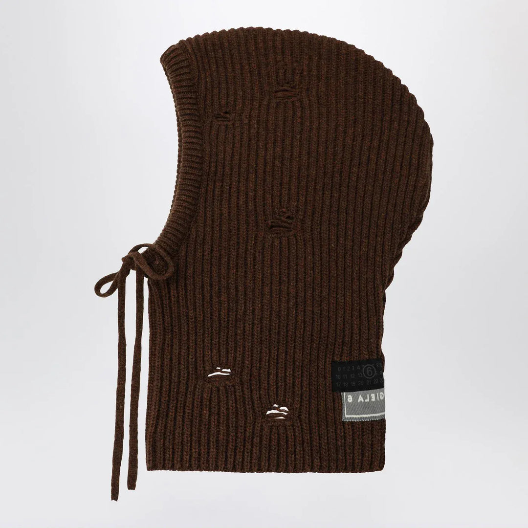 MM6 Maison Margiela - Brown wool-blend hood Brand Apparel &amp; Accessories M
