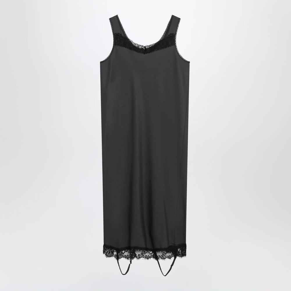 MM6 Maison Margiela - Grey midi slip dress with lace trims Brand Apparel & Accessories 40  IT