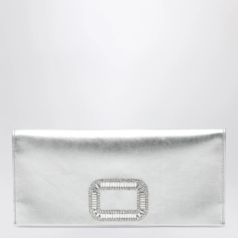 ROGER VIVIER - Mini Pilgrim silver leather pochette Brand Apparel & Accessories TU