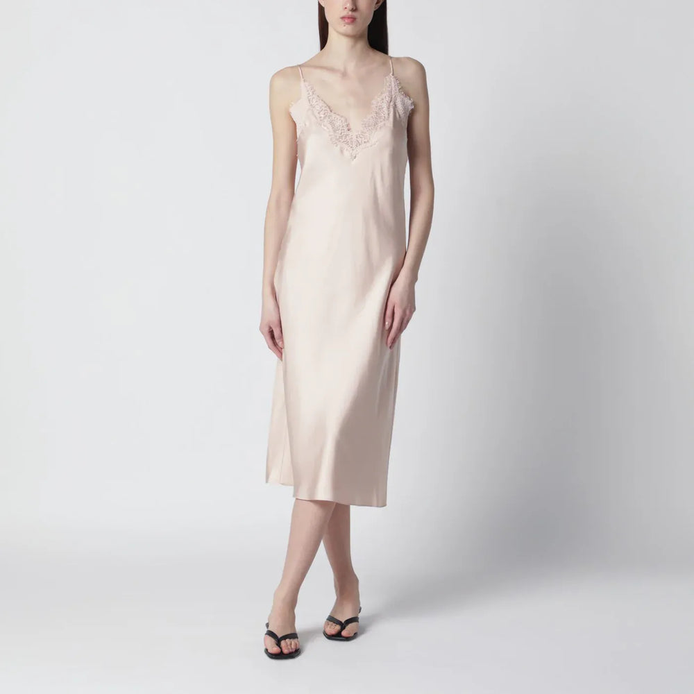 Róhe - Light pink silk slip dress with lace Brand Apparel & Accessories 36  FR