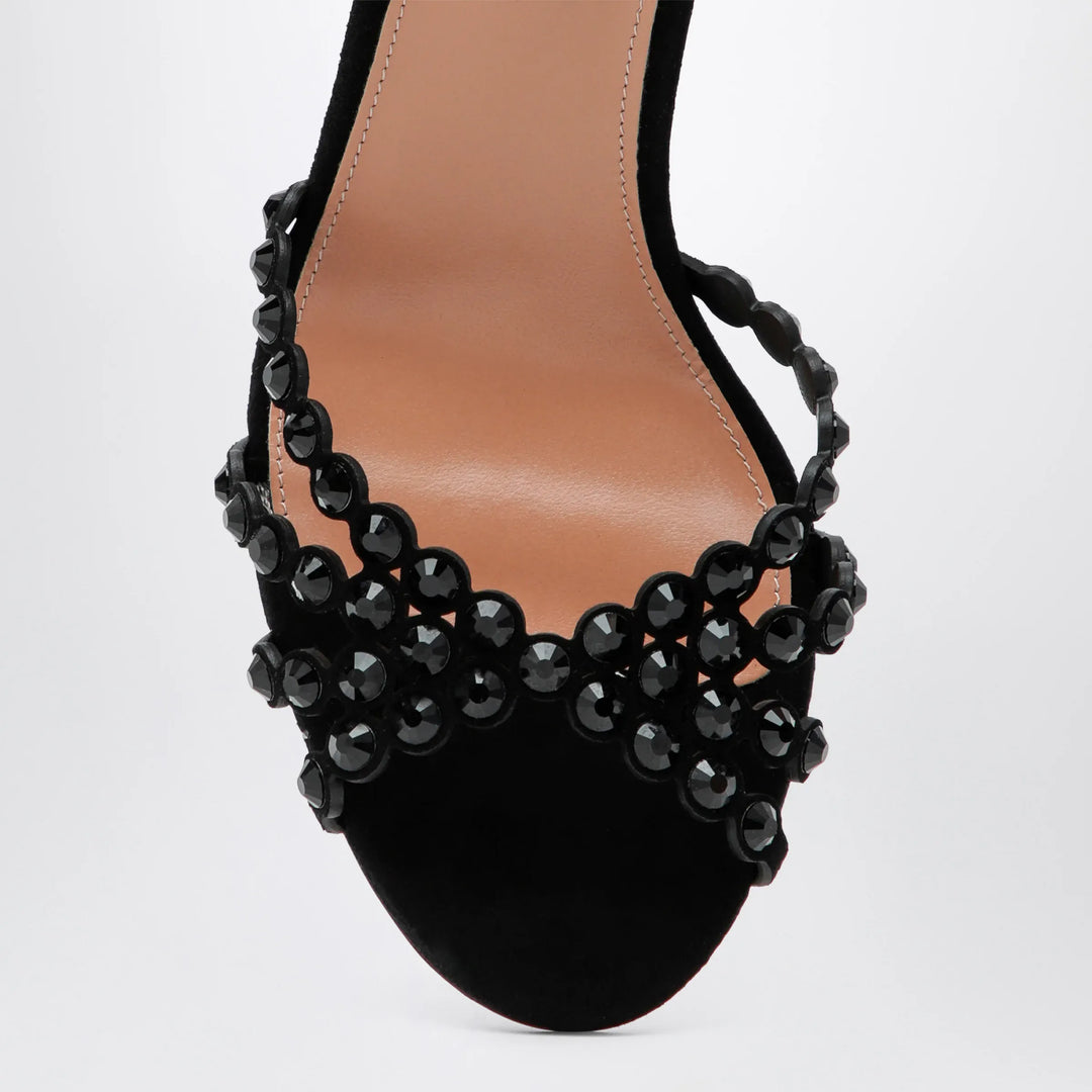 Aquazzura - Tequila black sandals in suede with crystals Brand Apparel &amp; Accessories > Shoes 41 IT