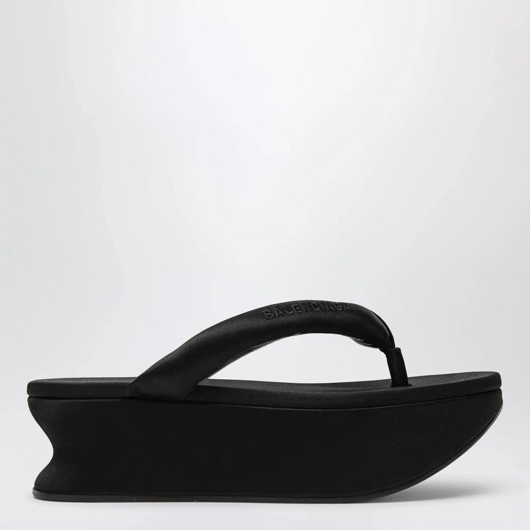 Balenciaga - Gaeta thong sandals in satin, black Brand Apparel &amp; Accessories > Shoes 36 IT