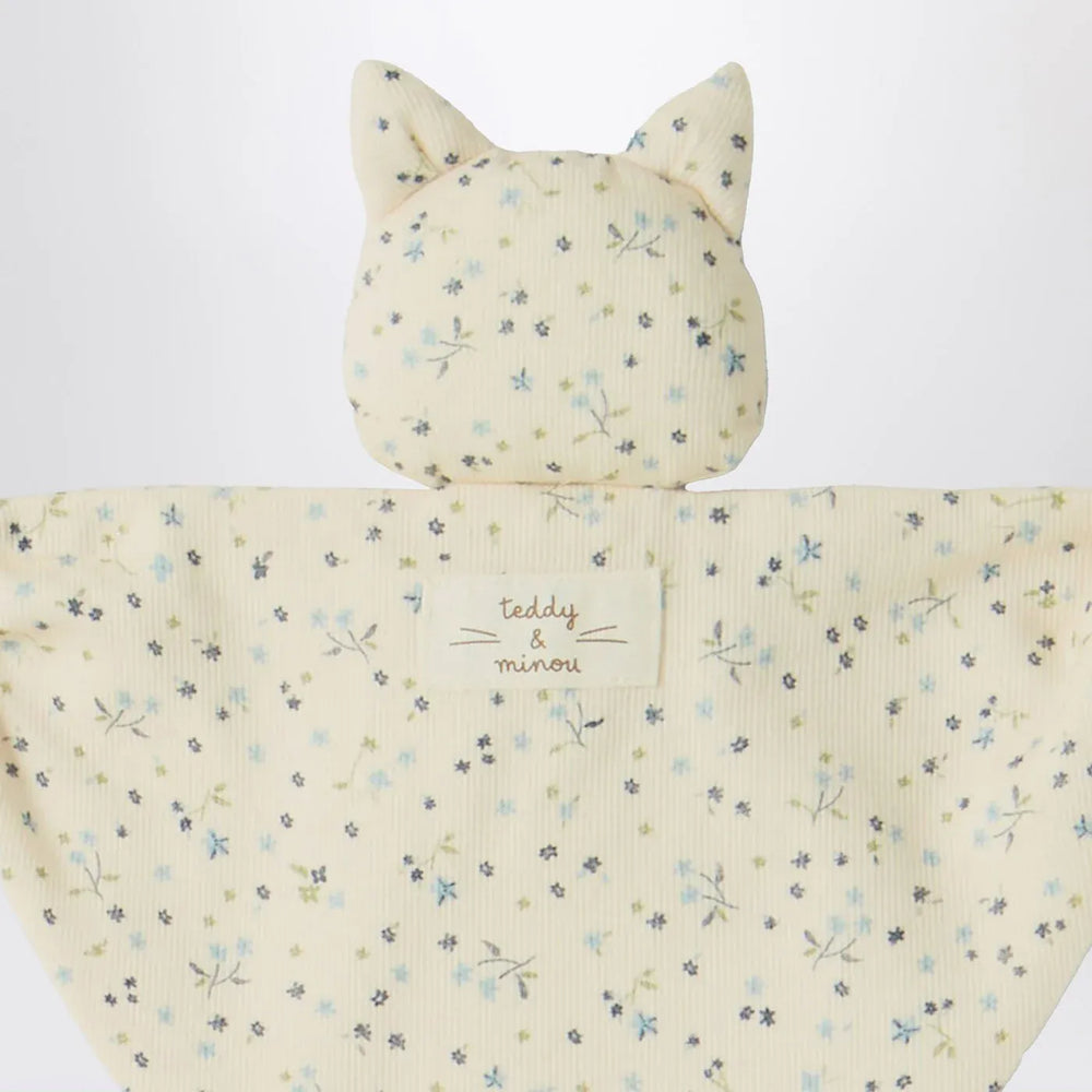 Teddy & Minou - Avio blue floral doudou with kitten Brand Apparel & Accessories U