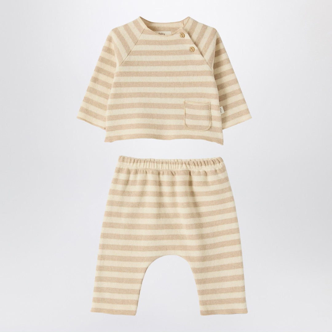 Apparel & Accessories 12/18M Teddy & Minou - Two-piece beige striped knit set Brand
