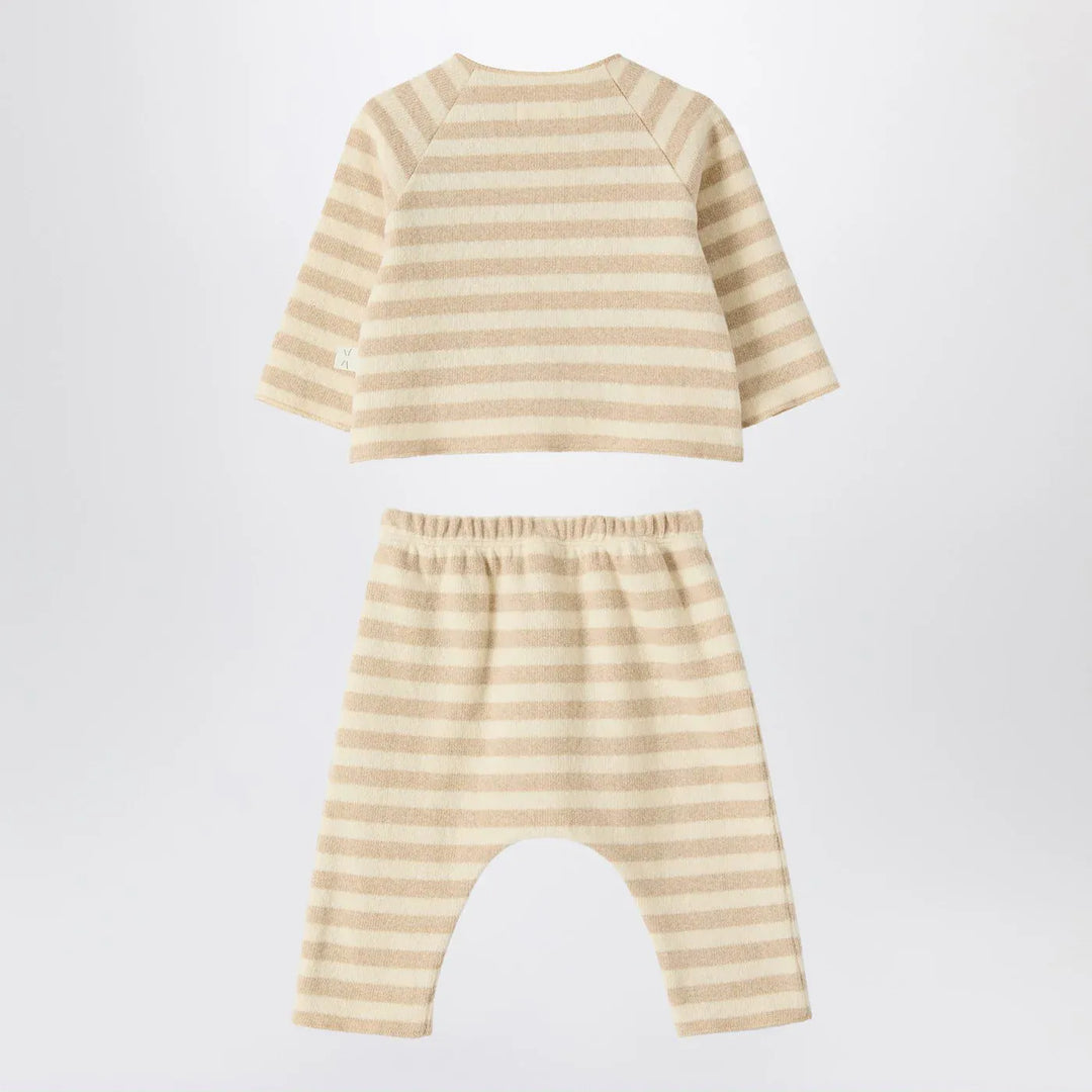 Teddy &amp; Minou - Two-piece beige striped knit set Brand Apparel &amp; Accessories 12/18M