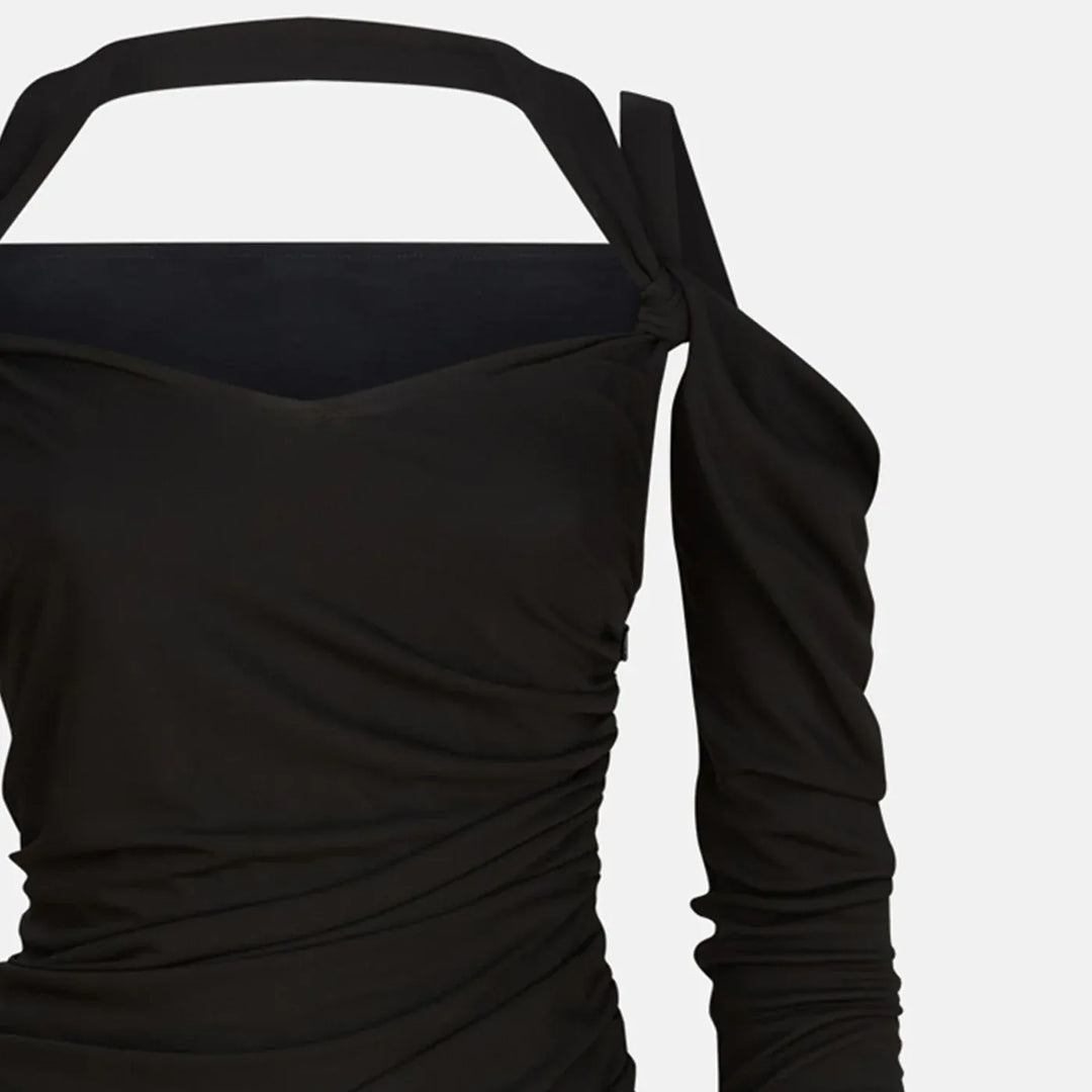The Attico - Black midi dress in viscose crêpe Brand Apparel &amp; Accessories