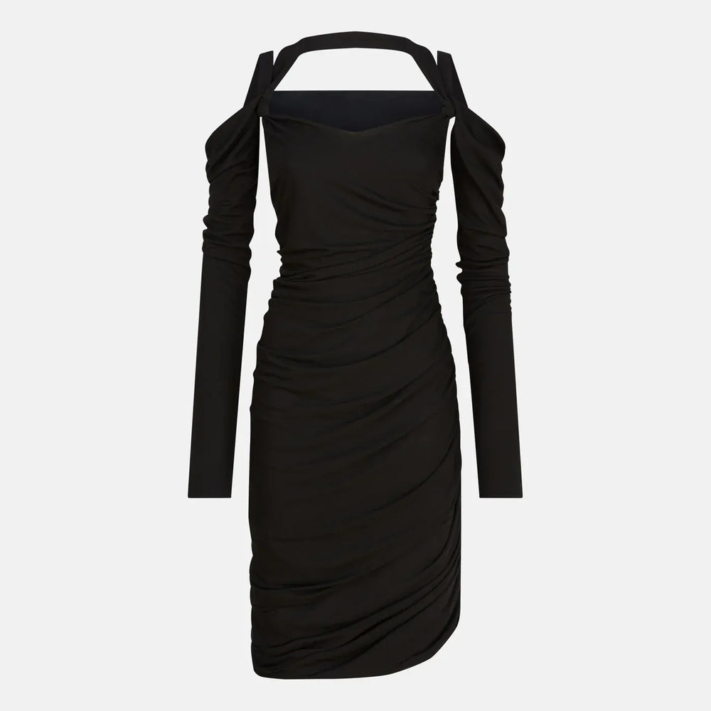 The Attico - Black midi dress in viscose crêpe Brand Apparel & Accessories 40  IT