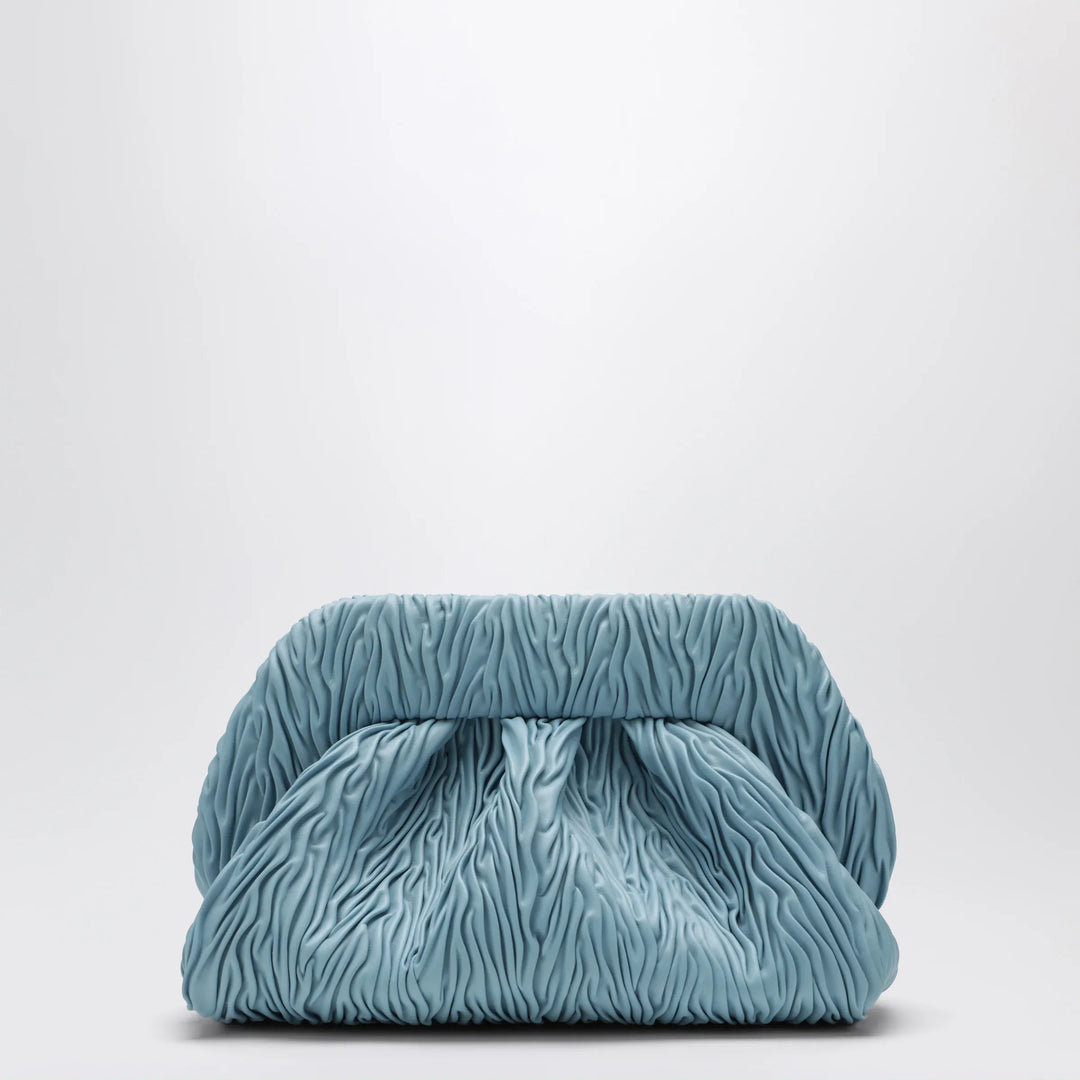 THEMOIRè - Blue ruched vegan leather Bios clutch Brand Apparel & Accessories TU