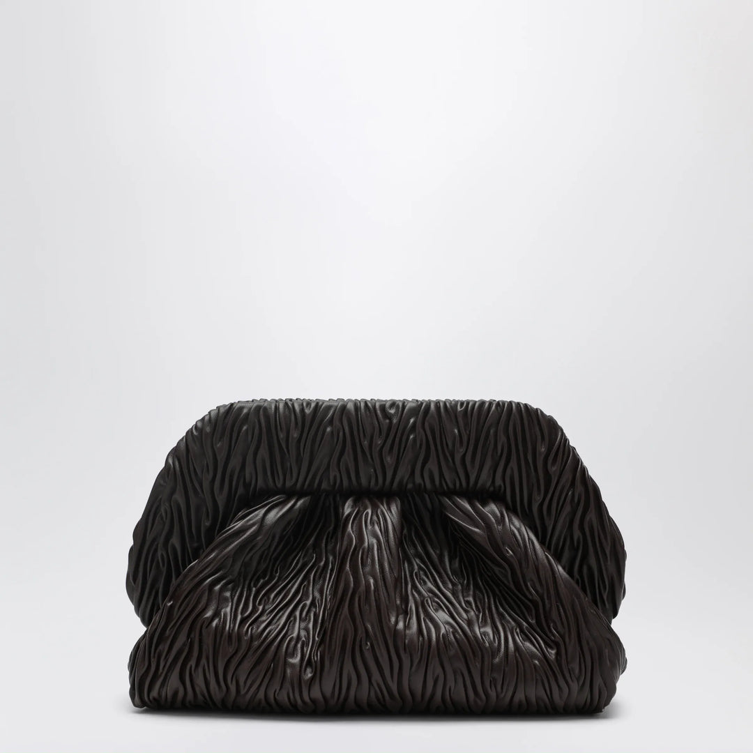 THEMOIRè - Brown Gathered Vegan Leather Clutch Brand Apparel &amp; Accessories TU