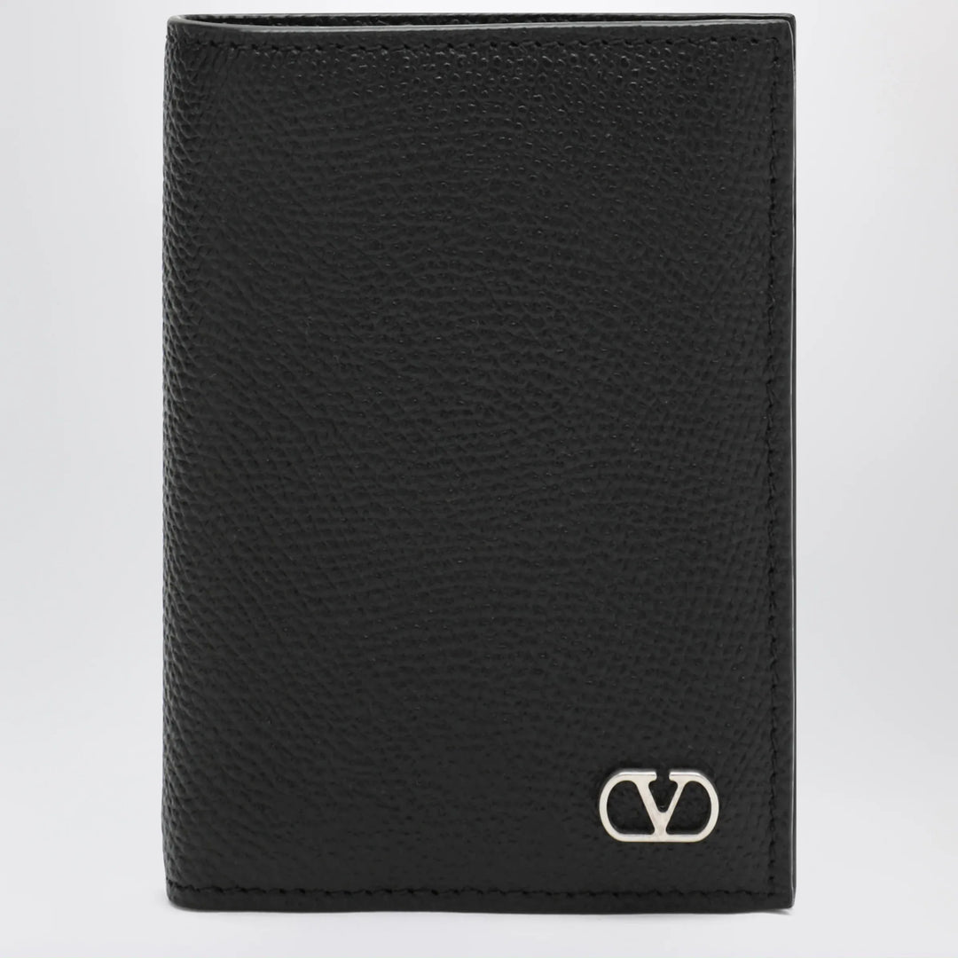 Valentino Garavani - Black Vlogo grained leather card holder Brand Apparel & Accessories U