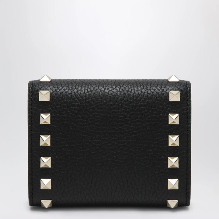 Valentino Garavani - Rockstud trifold wallet in black grained calfskin Brand Apparel &amp; Accessories TU