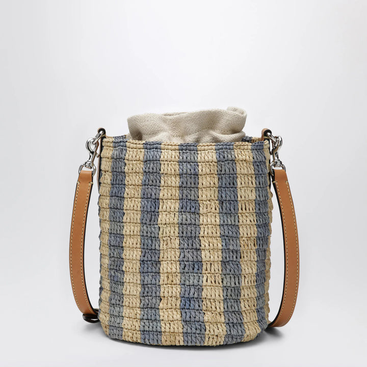 Valentino Garavani - Small bucket bag in raffia with beige and light blue stripes Brand Apparel &amp; Accessories TU