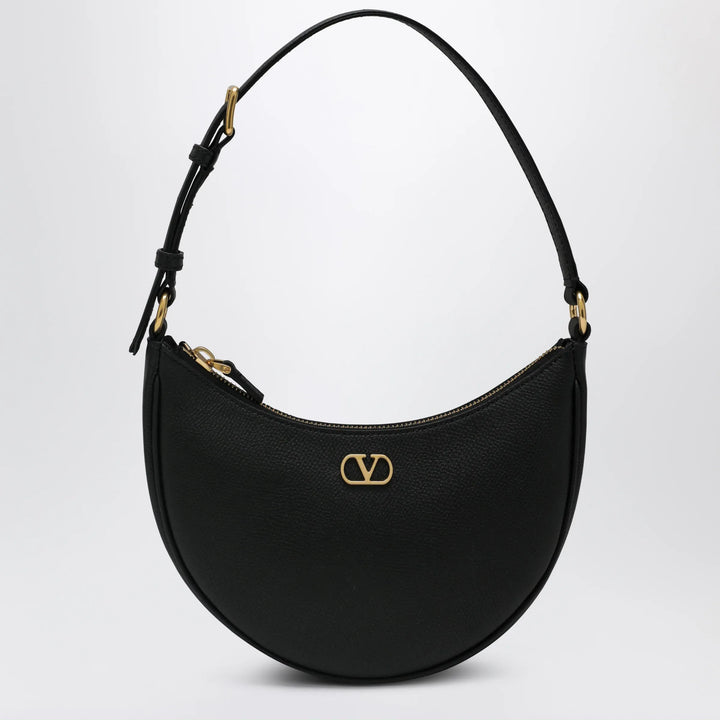 Valentino Garavani - VLogo mini shoulder bag in hammered calfskin, black Brand Apparel &amp; Accessories TU