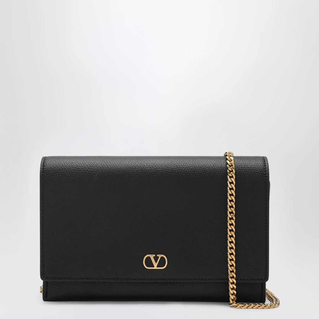 Valentino Garavani - VLogo Signature grained calfskin clutch in black Brand Apparel &amp; Accessories TU