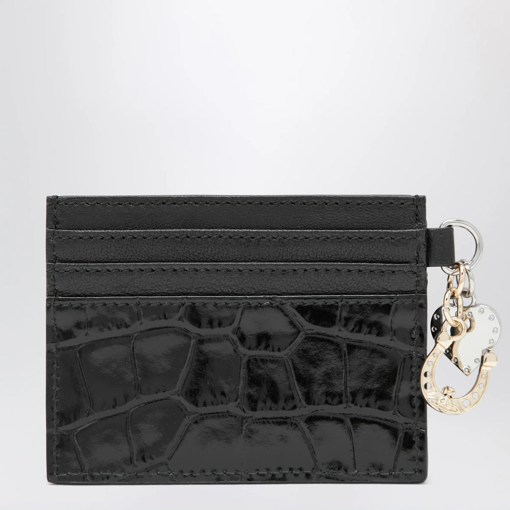 Vivienne Westwood - Croc-embossed leather card holder with charms, black Brand Apparel & Accessories U