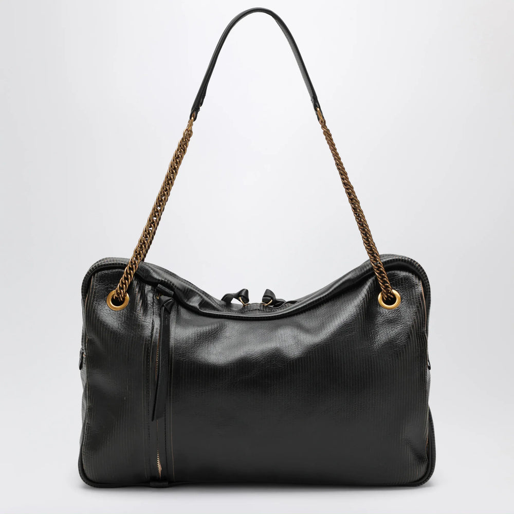 Vivienne Westwood - Dolce Large shoulder bag in textured calf leather black/beige Brand Apparel & Accessories U