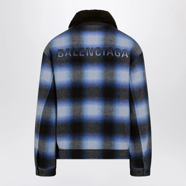 Balenciaga - Plaid wool flannel bomber jacket in blue/black Brand 50 IT