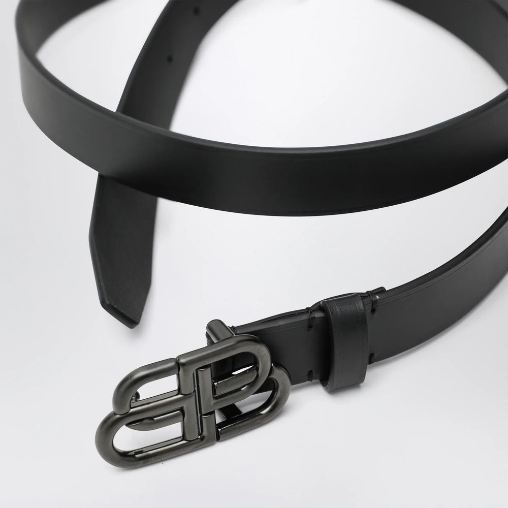 Balenciaga - Slim BB belt in calfskin leather in black Brand