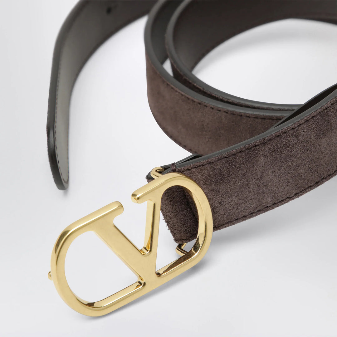 Valentino Garavani - VLogo Signature Belt in Ebony Suede Brand Belts