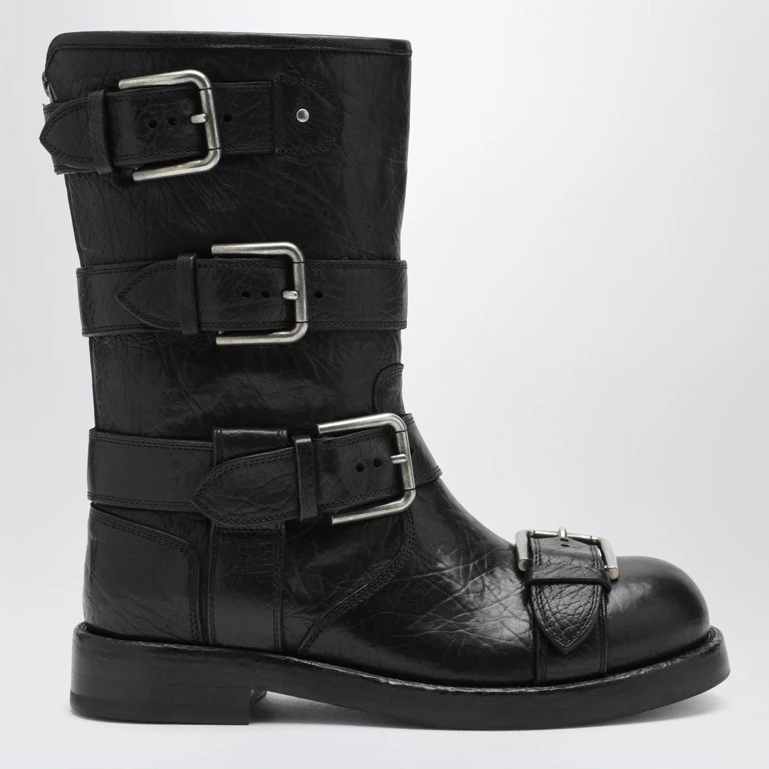 Dolce&amp;Gabbana - Black leather boots with straps Brand Boots 36 IT