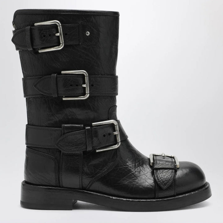 Dolce&amp;Gabbana - Black leather boots with straps Brand Boots 36 IT