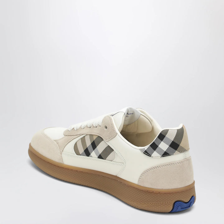 Burberry - Terrace leather and suede sneakers with beige check Brand