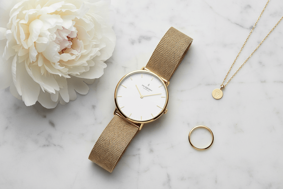 Nordgreen Native 36mm Gold Mesh Strap Watch Brand Chronograph Watches