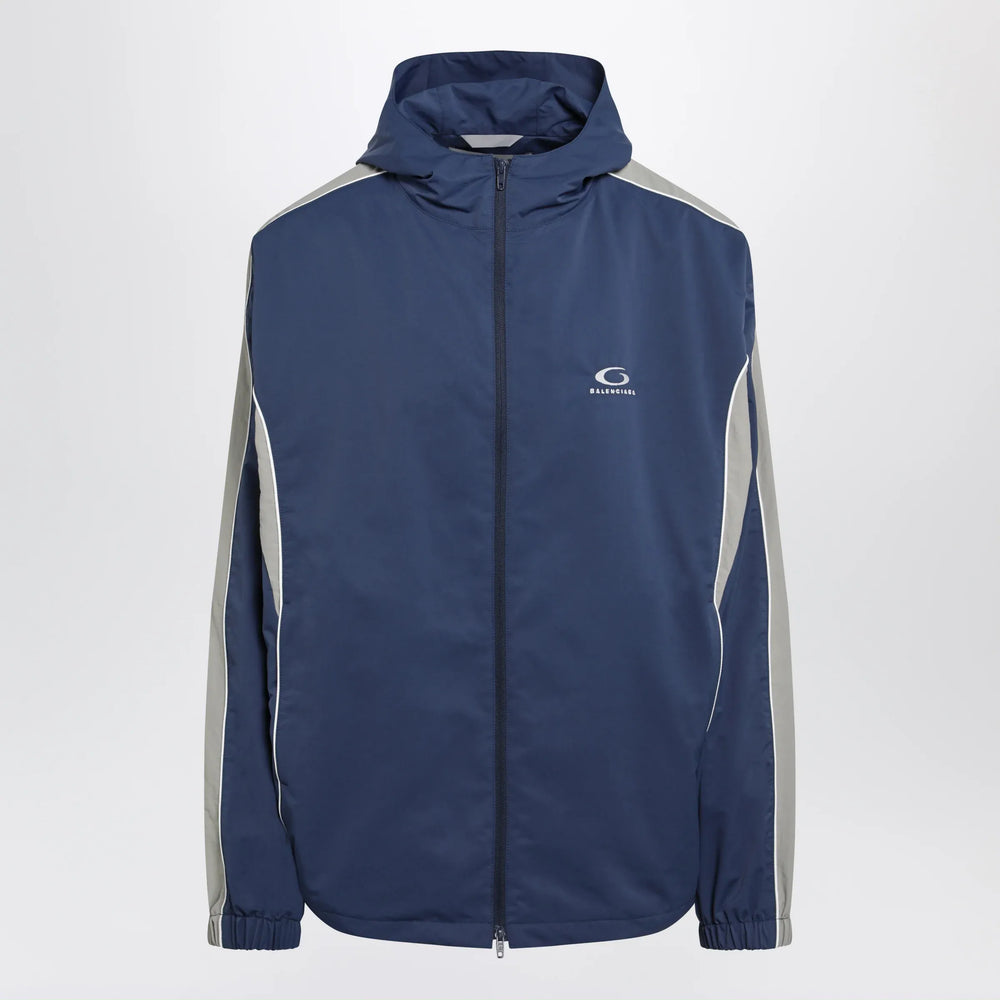 Balenciaga - Washed-effect technical satin track jacket in navy Brand Coats & Jackets S
