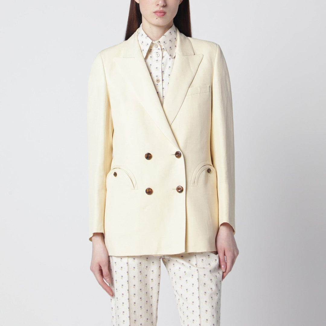 Coats & Jackets Blazé Milano - Butter-coloured double-breasted jacket in linen and silk Brand