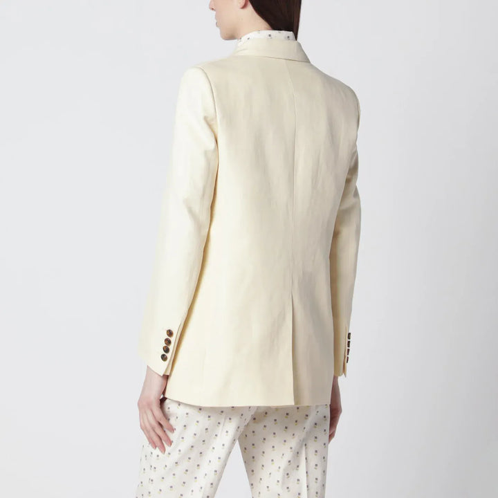 Blazé Milano - Butter-coloured double-breasted jacket in linen and silk Brand Coats &amp; Jackets