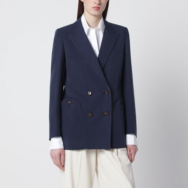 Coats &amp; Jackets II Blazé Milano - Navy blue double-breasted jacket in linen and silk Brand