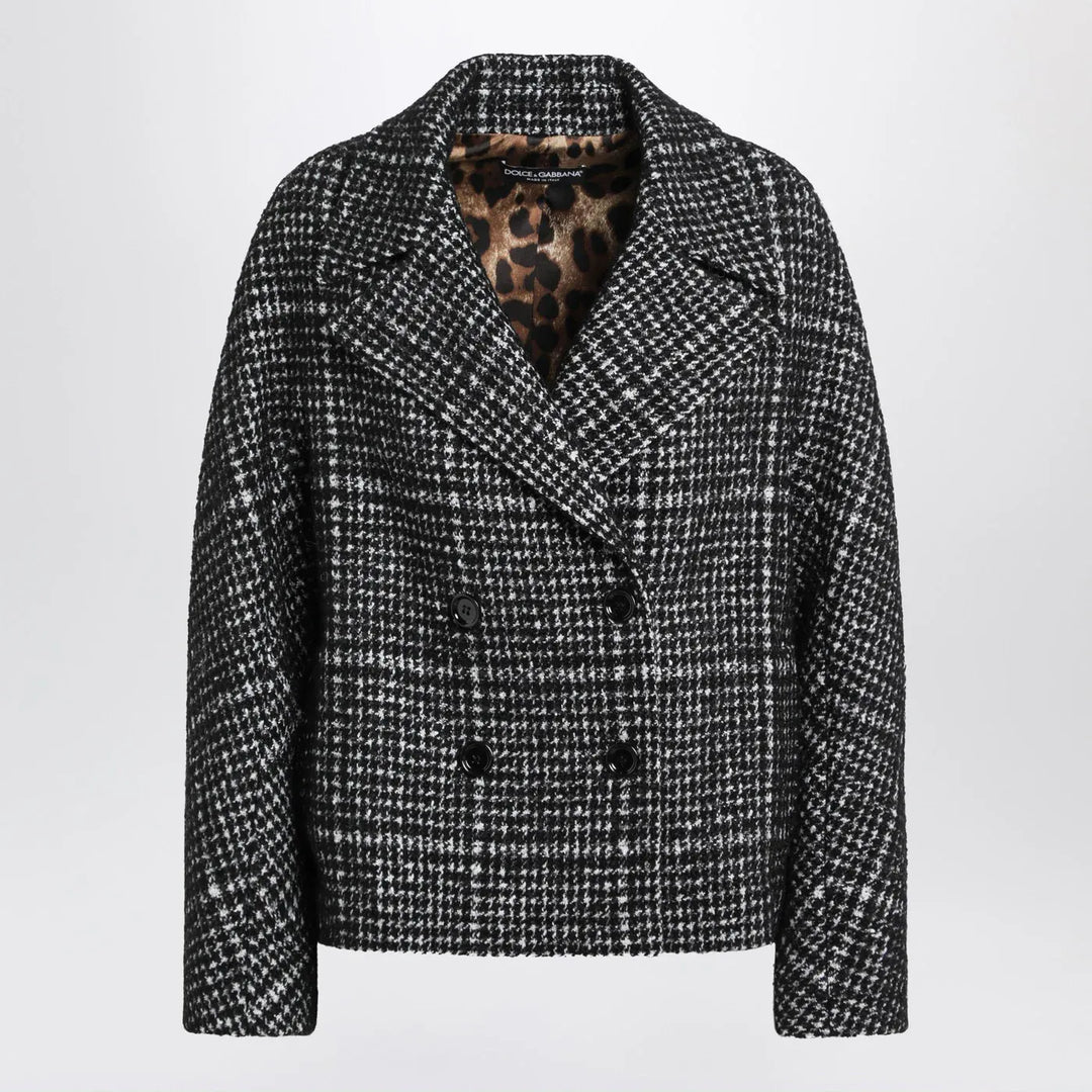 Dolce&amp;Gabbana - Black/white houndstooth jacket Brand Coats &amp; Jackets 42  IT