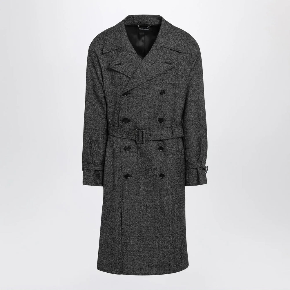 Dolce&Gabbana - Grey wool double-breasted coat Brand Coats & Jackets 50 IT