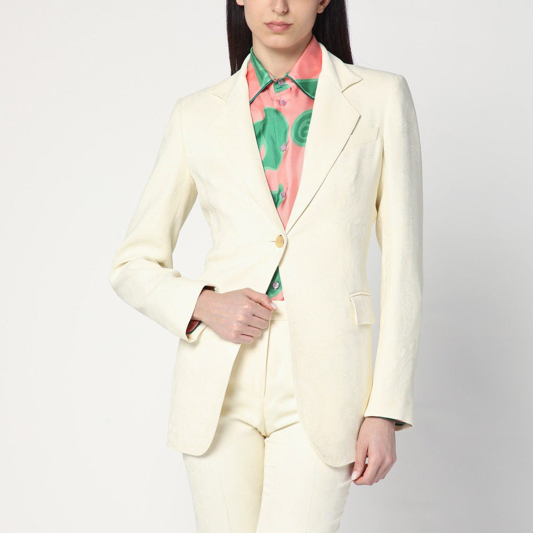 Coats & Jackets ETRO - White jacquard jacket with crossover detail Brand