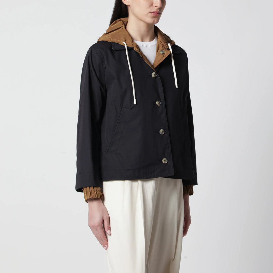 HERNO - Reversible Jacket Blue/Caramel in Cotton Gabardine Brand Coats &amp; Jackets 40  IT