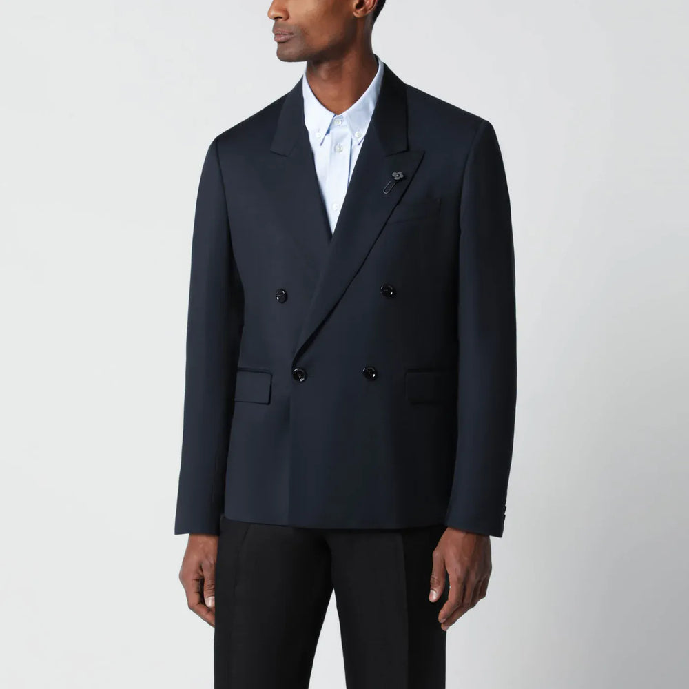 Lardini - Blue double-breasted wool jacket Brand Coats & Jackets 46 IT